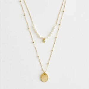 & Other Stories Duo Chain Pearl Pendant Necklace